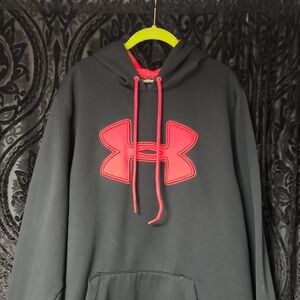 Under Armour Black Hoodie with Vibrant Red Emblem